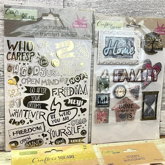 Crafter's Square Stickers Lot Of 4 - Home, Family Glitter Dimensional, Foil - Picture 2 of 8